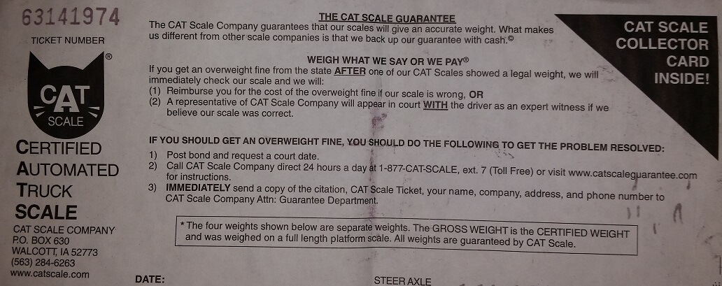 Cat scale ticket